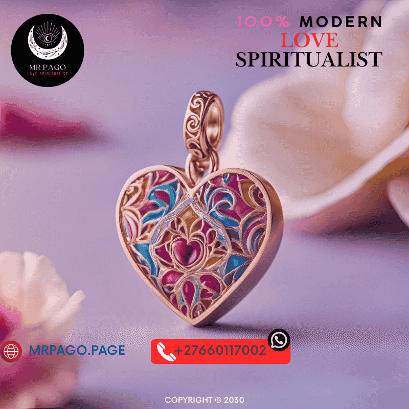 A close-up of a love charm infused with Muti, symbolizing self-confidence and attraction.