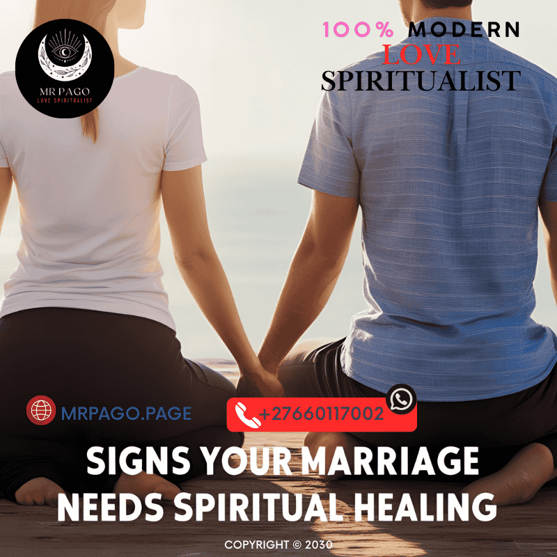 A couple holding hands with eyes closed in meditation – Signs your marriage needs spiritual healing