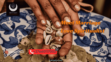 A traditional healer preparing authentic love Muti with natural herbs.