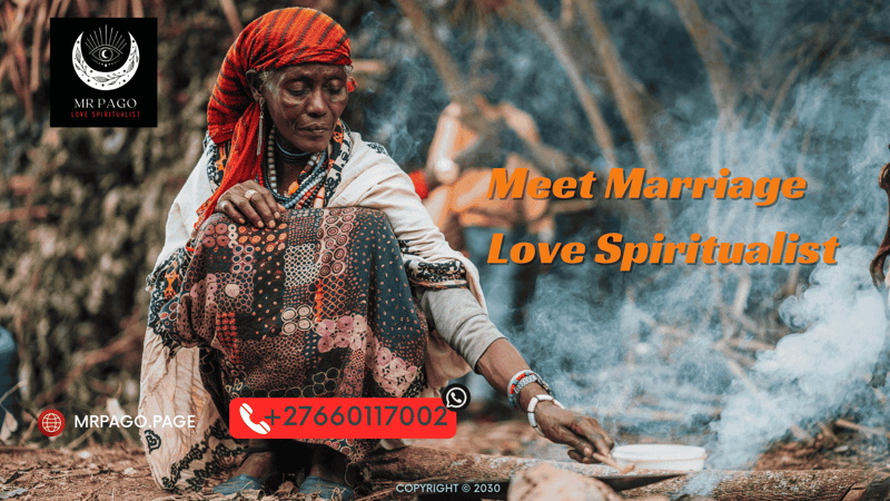 A traditional African healer preparing love muti with herbs and oils.