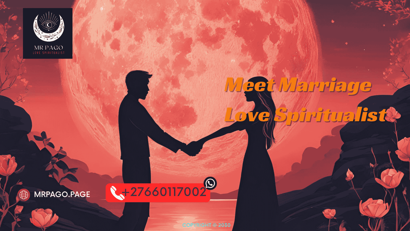 A couple embracing under a glowing full moon, symbolizing love spell success.