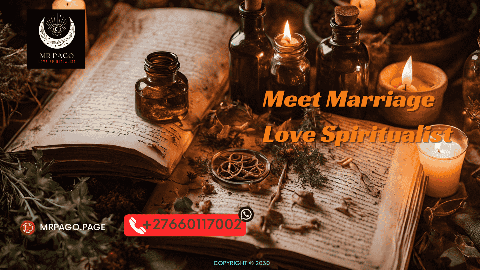 An assortment of love spell ingredients, including herbs, oils, and crystals.