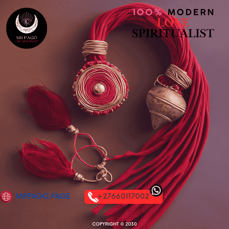 A traditional African love charm wrapped in red cloth, used for increasing desirability. (2)