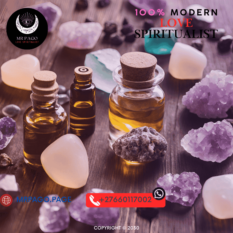 Crystals and essential oils used in a love purification ritual. (1)